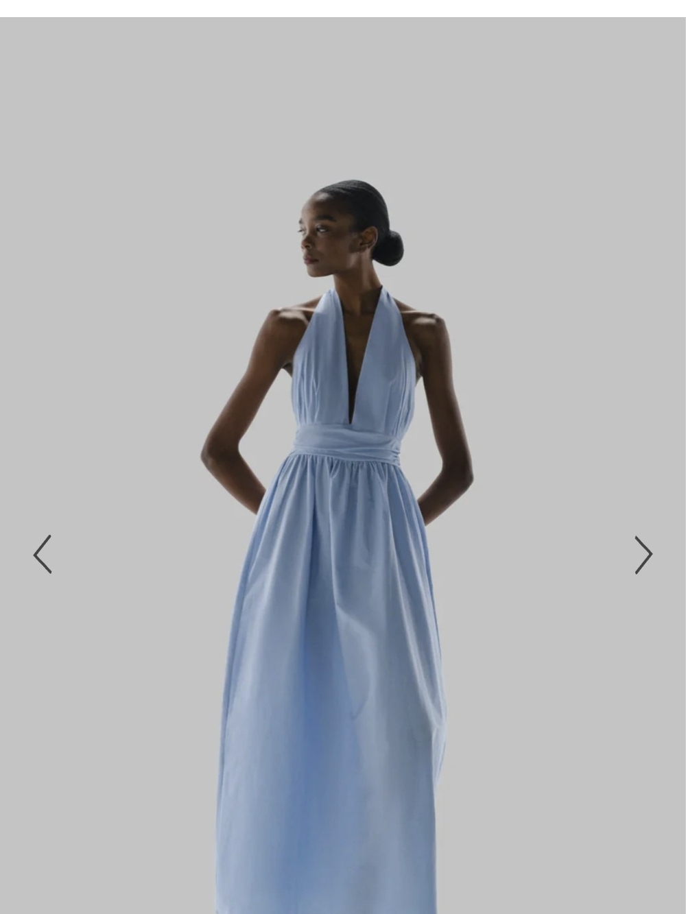 Baobab Collection One-Shoulder Halter Gown in Powder Blue
